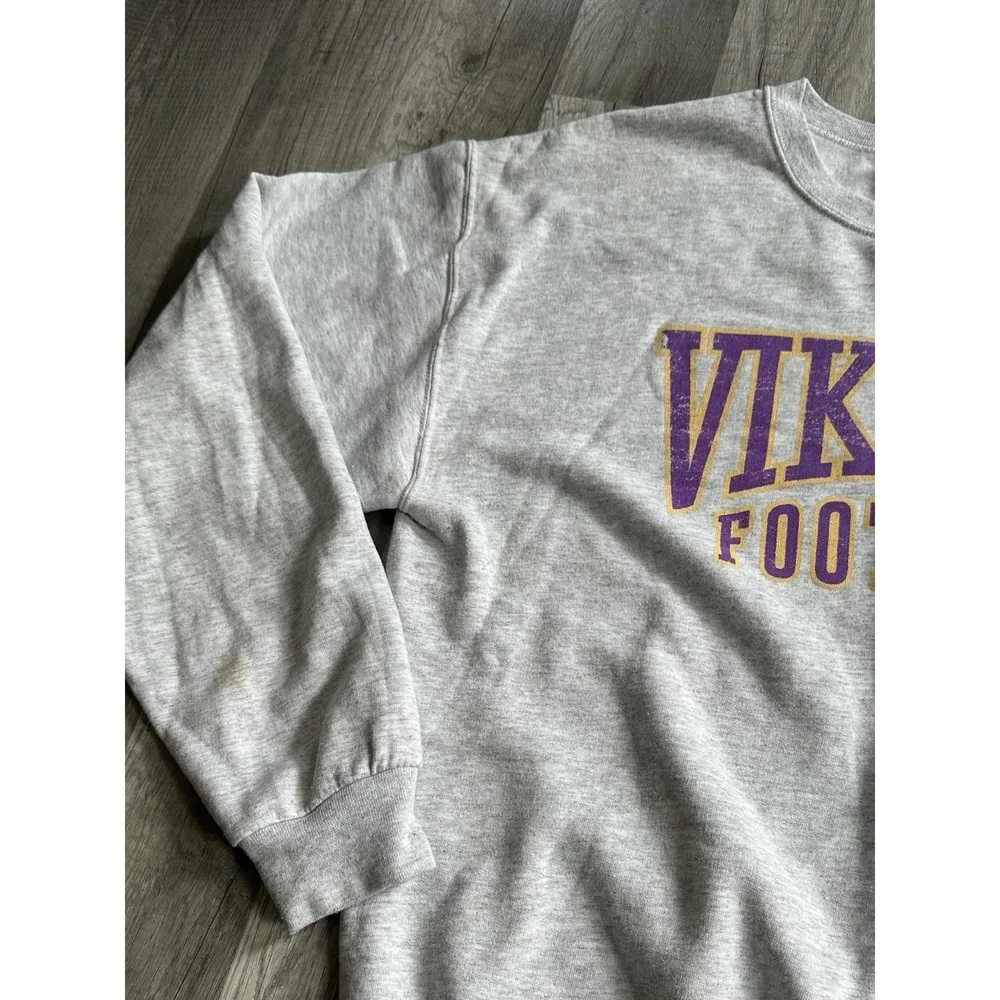 Jerzees Minnesota Vikings Crewneck Sweatshirt Size Large Gray Unisex